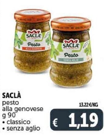 Deco Supermercati Saclà Pesto alla Genovese g 90 offerta
