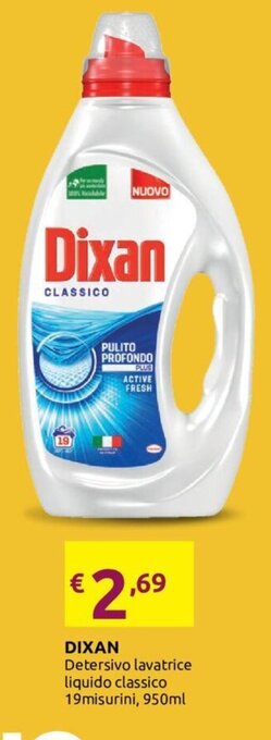 Ipersoap Dixan Detersivo Lavatrice Liquido Classico 19 Misurini,950 ml offerta