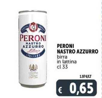 Deco Supermercati Peroni Nastro Azzurro Birra in Lattina cl 33 offerta