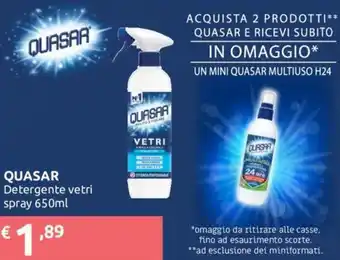 Ipersoap Quasar Detergente Vetri Spray 650 ml offerta