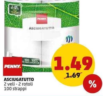 PENNY Penny Asciugatutto 2 veli - 2 rotoli 100 strappi offerta