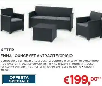 Coop Keter Emma Lounge Set Antracite offerta