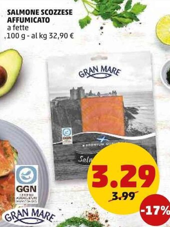 PENNY Gran Mare Salmone Scozzese Affumicato a fette 100 g offerta