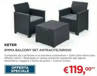 Coop Keter Emma Balcony Set Antracite offerta