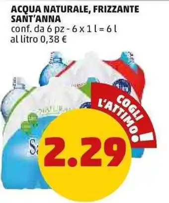 PENNY Sant'Anna Acqua Naturale, Frizzante 6 L offerta