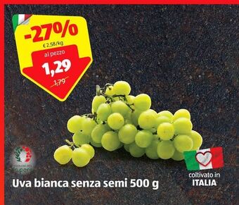 ALDI I colori del sapore uva bianca senza semi 500 g offerta