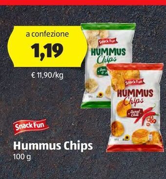 ALDI Snack fun hummus chips 100 g offerta