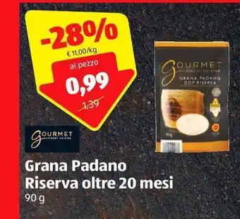 ALDI Grana padano riserva oltre 20 mesi 90 g gourmet offerta