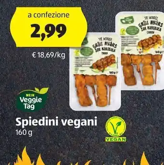 ALDI Veggie tag spiedini vegani 160g offerta
