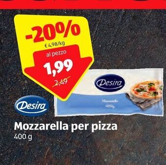 ALDI Desira mozzarella per pizza 400 g offerta