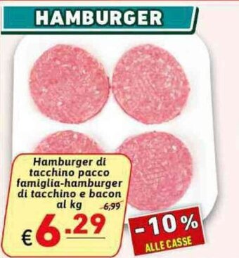Ipercarni Hamburger di tacchino pacco famiglia hamburger di tacchino e bacon offerta