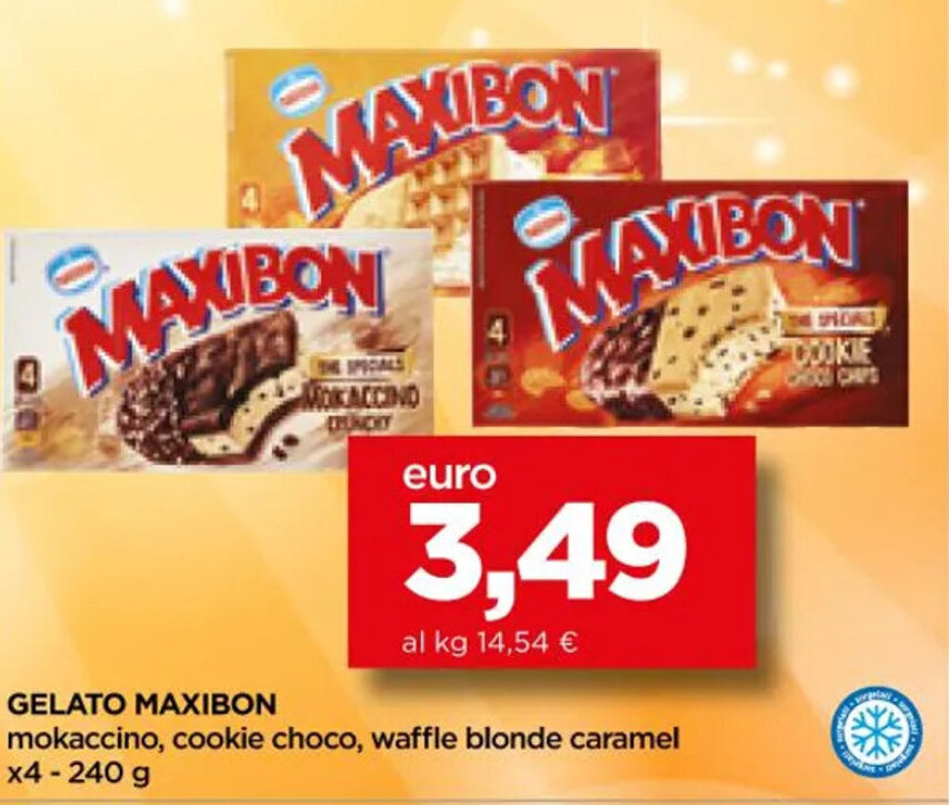 Nestlé Maxibon Gelato Mokaccino, Cookie Choco, Waffle Blonde Caramel x4
