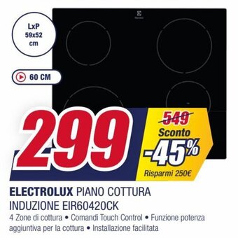 Trony Electrolux Piano Cottura Induzione EIR60420CK offerta