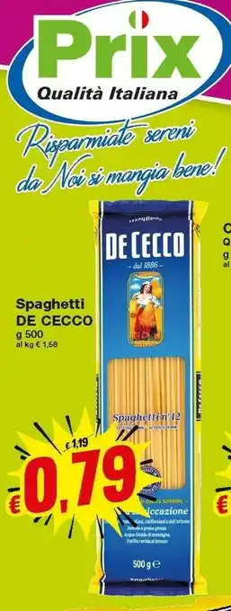 Prix Quality De Cecco Pasta di semola offerta