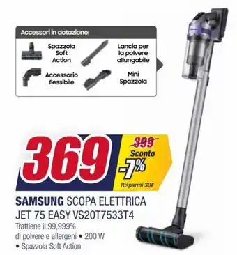 Trony Samsung Scopa Elettrica Jet 75 Easy VS20T7533T4 offerta