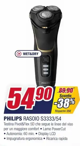 Trony Philips Rasoio S3333/54 offerta