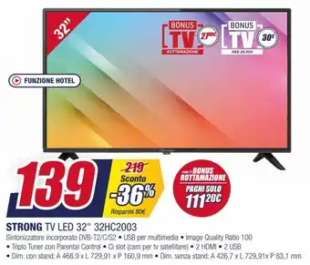 Trony Strong TV LED 32" 32HC2003 offerta