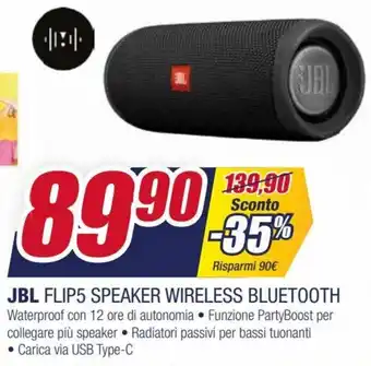 Trony JBL Flip5 Speaker Wireless Bluetooth offerta