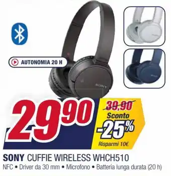 Trony Sony Cuffie Wireless WHCH510 offerta