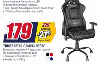 Trony Trust Sedia Gaming Resto offerta