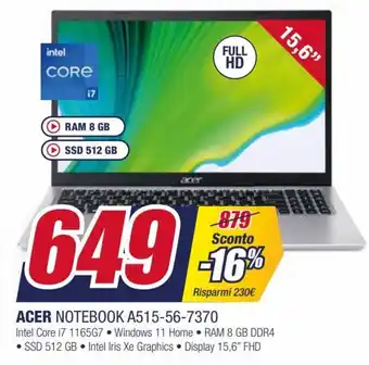 Trony Acer Notebook A515-56-7370 offerta