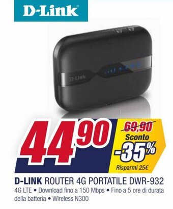 Trony D-Link Router 4G Portatile DWR-932 offerta