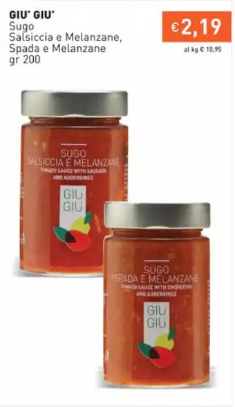 Prezzemolo e Vitale Giu' Giu' Sugo Salsiccia e Melanzane, Spada e Melanzane 200gr offerta