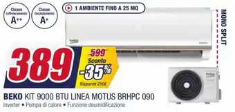 Trony Beko Kit 9000 BTU Linea Motus BRHPC 090 offerta