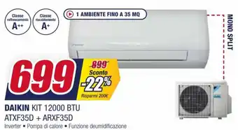 Trony Daikin Kit 12000 BTU ATXF35D + ARXF35D offerta