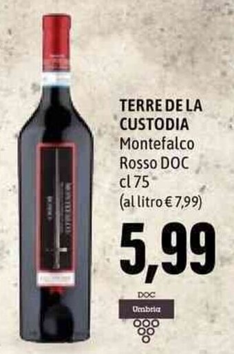Emi Supermercati Terre De La Custodia Montefalco Rosso DOC cl 75 offerta