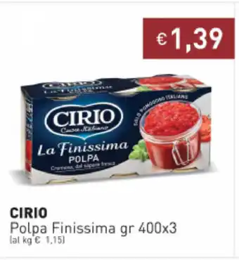 Prezzemolo e Vitale Cirio Polpa Finissima 400gr x 3 offerta