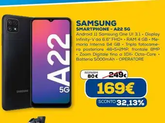 Euronics Smartphone samsung a22 g 5 offerta