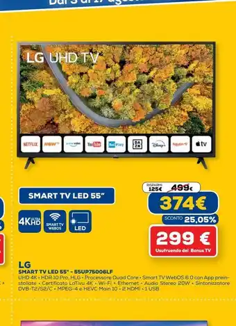 Euronics Smart tv led 55'' lg offerta