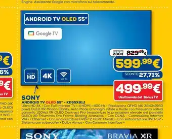 Euronics Android tv oled 55 '' - kd55xb1j sony offerta