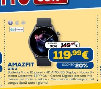 Euronics Amazfit gtr 3 offerta