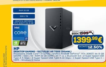 Euronics Hp desktop gaming - victus by hp tg02 ( 0014nl) offerta