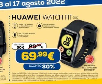 Euronics Huawei watch fit offerta