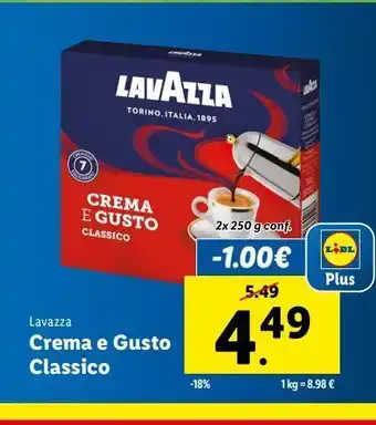 Lidl Crema e gusto classico 2x250g lavazza offerta