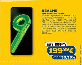 Euronics Realme smartphone 9 4g offerta