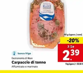 Lidl Carpaccio di tonno 90g affumicato e marinato offerta