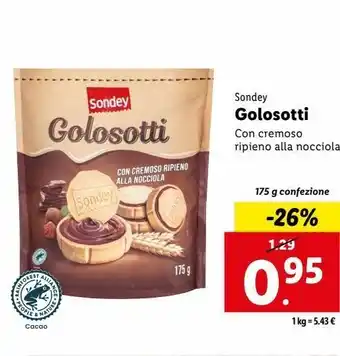 Lidl Golosotti con cremoso ripieno alla nocciola 175g sondey offerta