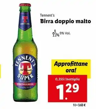 Lidl Birra doppio malto tennent's 0,355l offerta