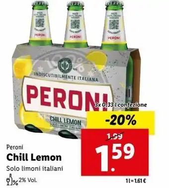 Lidl Chill lemon 3x0.33l peroni offerta