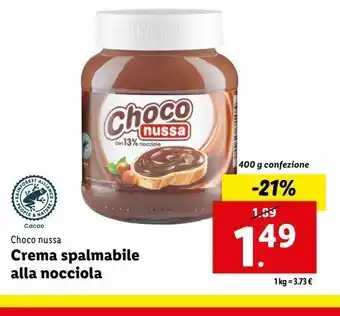 Lidl Cioccolato spalmabile alla nocciola 400g choco nussa offerta