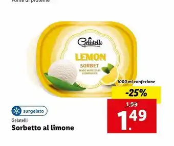 Lidl Sorbetto al limone gelatelli 1000ml offerta
