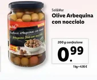 Lidl Olive arbequina con nocciolo 200g offerta