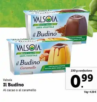 Lidl Il budino al cacao o al caramello 230g valsoia offerta