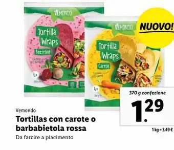 Lidl Tortillas con carote o barbabietola rossa 370g offerta