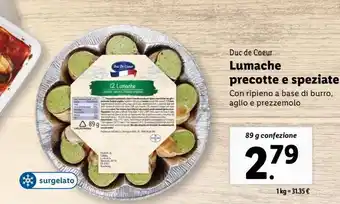 Lidl Lumache precotte e speziate 89g offerta
