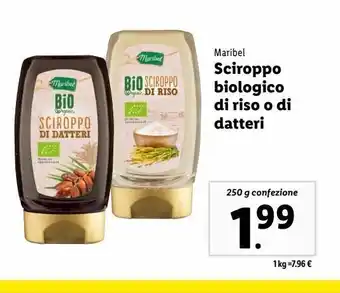 Lidl Sciroppo biologico di riso o di datteri 250g offerta